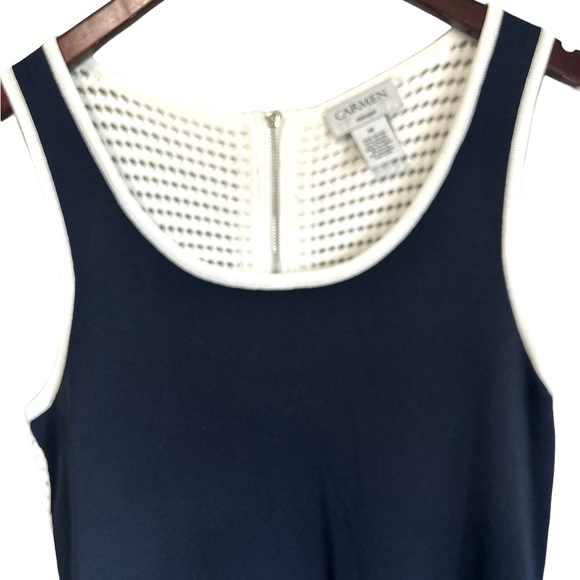 Carmen Marc Valvo‎ Navy Knit Dress Women’s Size Medium - Picture 4 of 7